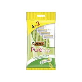 Bic Pure 3 Lady Pack de 4+2 Maquinillas de Depilacion Desechables de 3 Hojas - Tira Lubricante con Aloe Vera