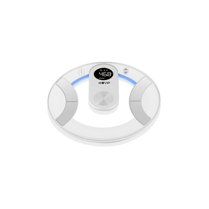 Muvip Round Design Bascula de Baño Digital - Pantalla LCD - Plataforma de Cristal - Peso Max. 180kg - Auto Apagado