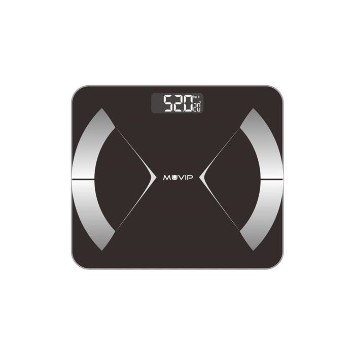 Muvip Body Muscle Bascula de Baño Digital Bluetooth - Pantalla LCD - Plataforma de Cristal Templado - 10 Memorias - Peso Max. 180kg - Auto Apagado