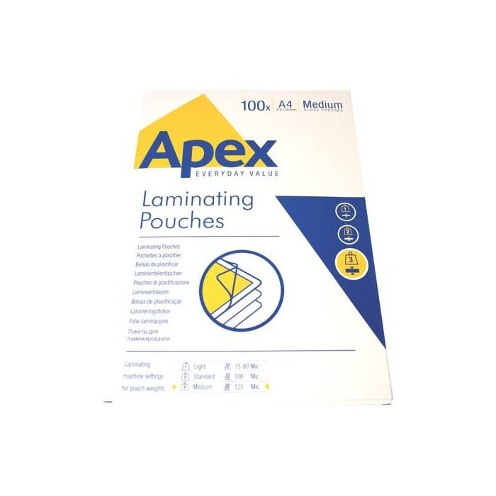 Fellowes Pack de 100 Fundas para Plastificar Brillo A4 - 125 Micras - Resistente al Agua - Transparente
