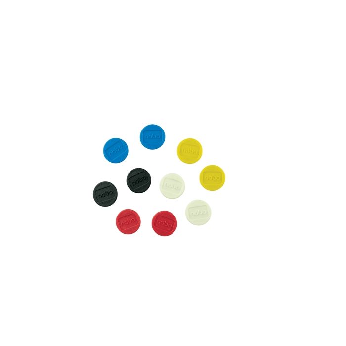 Nobo Pack de 10 Imanes Magneticos para Pizarra Blanca - 13mm - Colores Surtidos