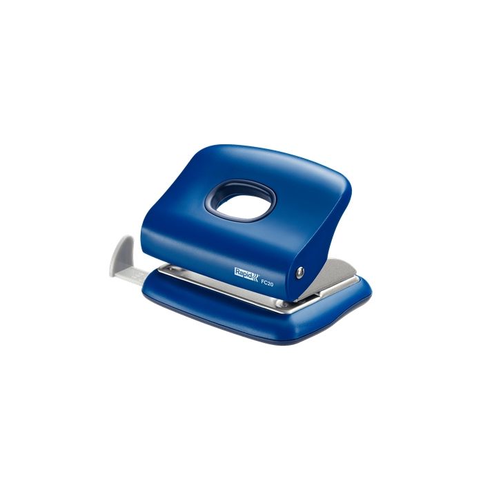 Rapid FC20 Taladro Perforador - Hasta 20 Hojas - Facil Vaciado - Punzones 5.5mm - Color Azul