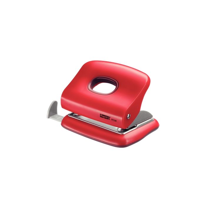 Rapid FC20 Taladro Perforador - Hasta 20 Hojas - Facil Vaciado - Punzones 5.5mm - Color Rojo