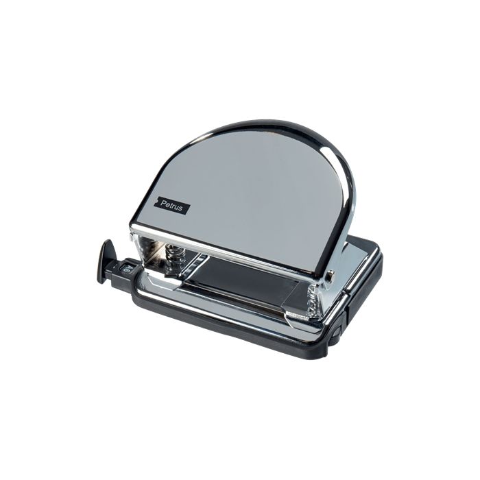 Petrus 52C Taladro Perforador Metalico - Hasta 20 Hojas - Marcas de Formato - Vaciado Facil - Punzones 5.5mm - Color Cromado