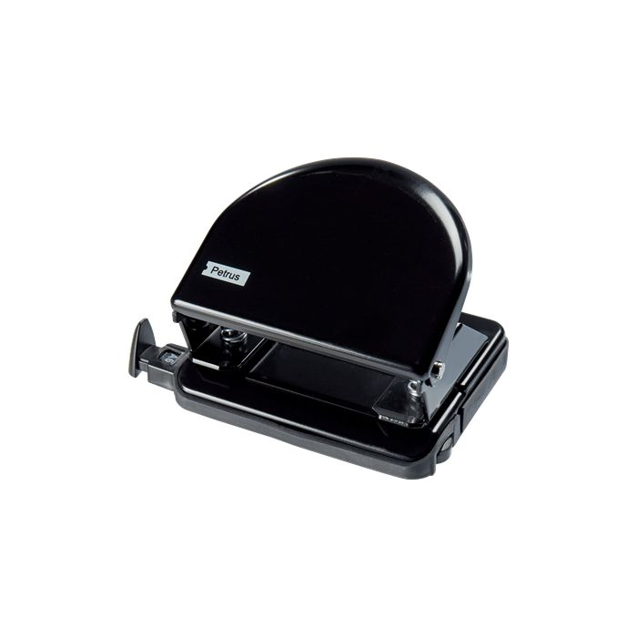 Petrus 52 Taladro Perforador Clasico Metalico - Hasta 20 Hojas - Marcas de Formato - Facil Vaciado - Punzones 5.5mm - Color Negro