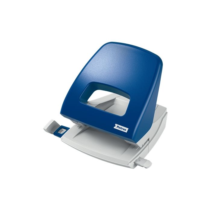 Petrus 85 Taladro Perforador - Hasta 25 Hojas - Marcas de Formato - Facil Vaciado - Punzones 5.5mm - Color Azul