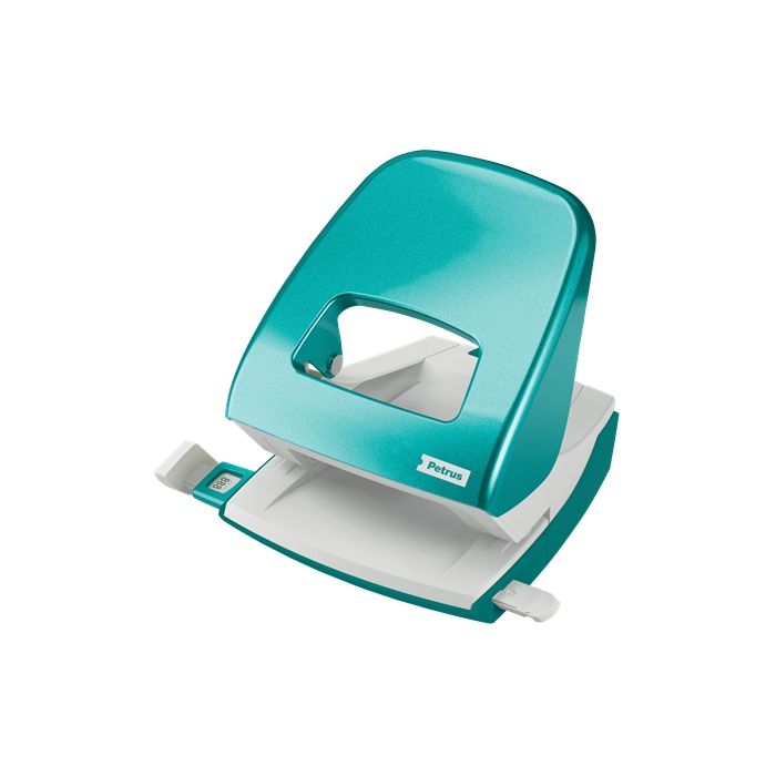 Petrus 62 Taladro Perforador - Hasta 30 Hojas - Marcas de Formato - Punzones 5.5mm - Color Turquesa