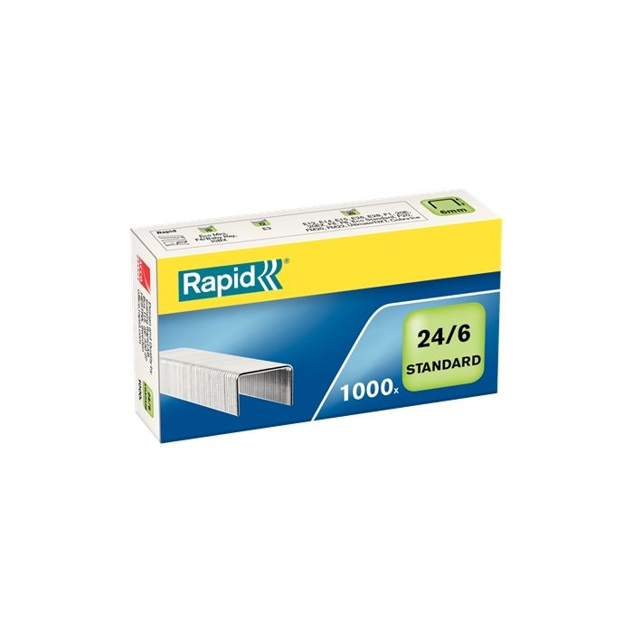 Rapid Grapas 24/6 Confort - Hasta 20 Hojas - Caja de 1000 Grapas - Alambre Flexible