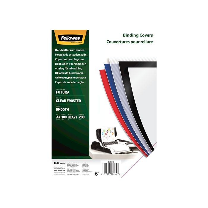 Fellowes Pack de 100 Portadas de Polipropileno A4 - 300 Micras - Muy Resistentes - Transparente