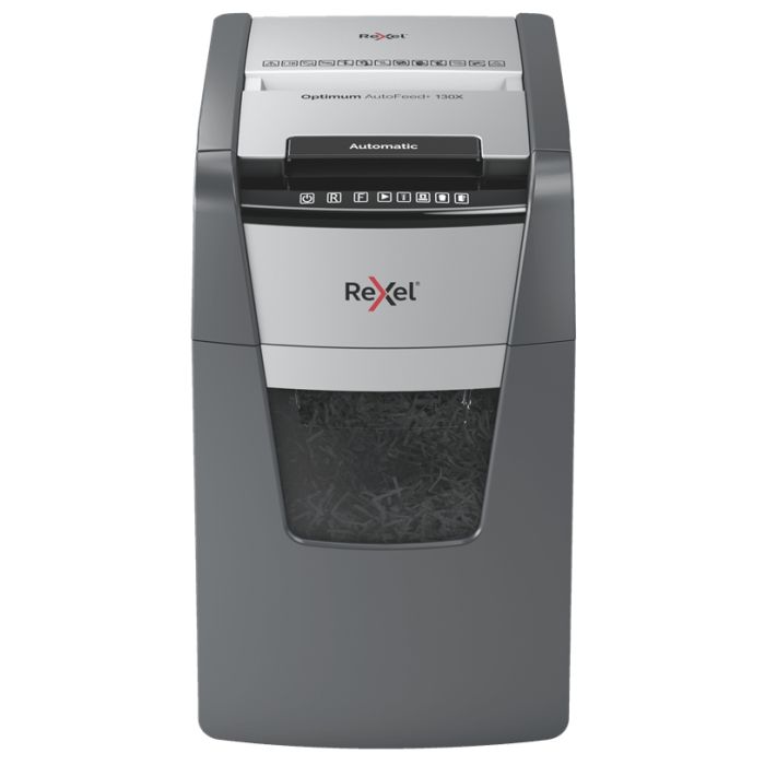 Rexel Optimum AutoFeed 130X Destructora Automatica de Corte en Particulas - 44L - Alimentacion Automatica 130 hojas - Ranura Manual 8 Hojas - Anti Atasco