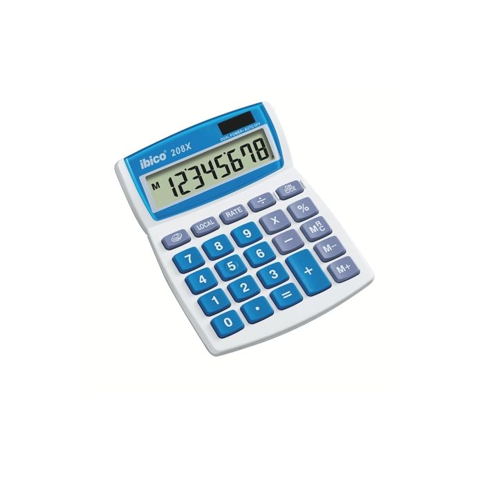 Ibico 208X Calculadora de Escritorio - Teclas Grandes - LCD de 8 dígitos - Funcion de Prorroga