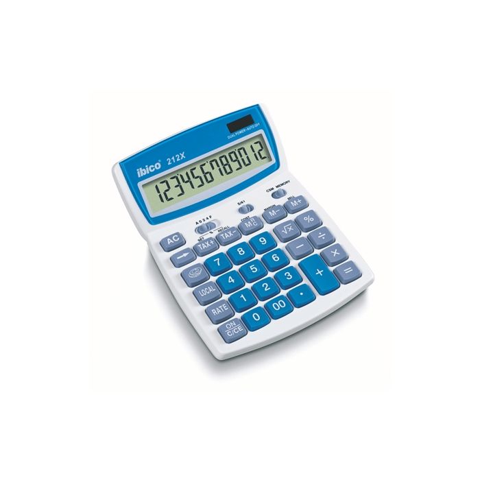 Ibico 212X Calculadora de Sobremesa - Teclas de Relieve - Funcion Impuestos y Redondeo - LCD de 12 Digitos
