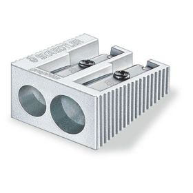 Staedtler Sacapuntas Metalico con Cuchilla de Metal - Angulo de Afilado de 23° y 30º - 2 Agujeros