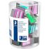 Staedtler Expositor con 18 Sacapuntas de Plastico - 2 Agujeros - Angulo de Afilado 23° y 30° - Colores Surtidos