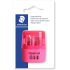 Staedtler Sacapuntas Doble Uso con Deposito - 2 Agujeros - De 8.2mm hasta 10.2mm - Color Rosa Neon
