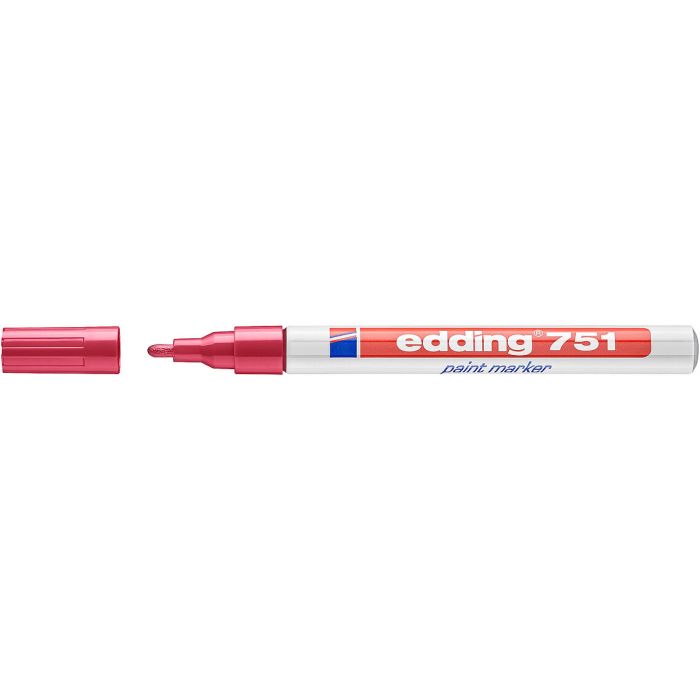 Edding 751 Rotulador Permanente - Punta Redonda - Trazo entre 1 y 2 mm. - Tinta Opaca - Secado Rapido - Color Rojo