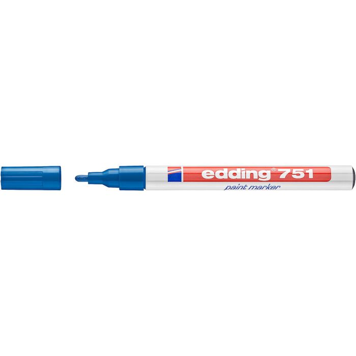 Edding 751 Rotulador Permanente - Punta Redonda - Trazo entre 1 y 2 mm. - Tinta Opaca - Secado Rapido - Color Azul