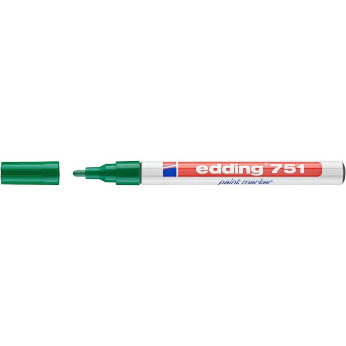 Edding 751 Rotulador Permanente - Punta Redonda - Trazo entre 1 y 2 mm. - Tinta Opaca - Secado Rapido - Color Verde