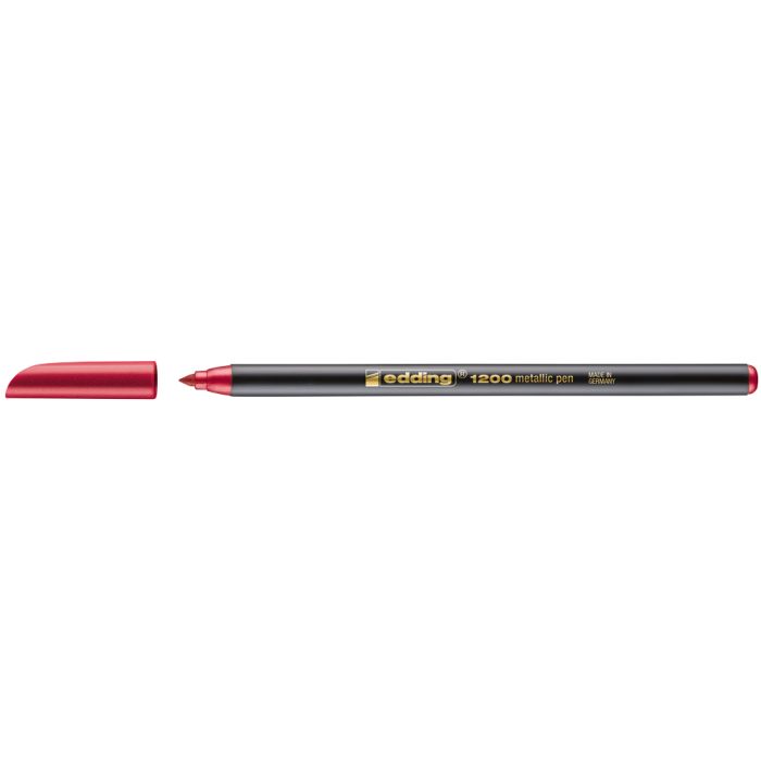 Edding 1200 Rotulador - Punta Redonda - Trazo entre 1 y 3 mm. - Tinta con Base de Agua - Color Rojo Metalizado