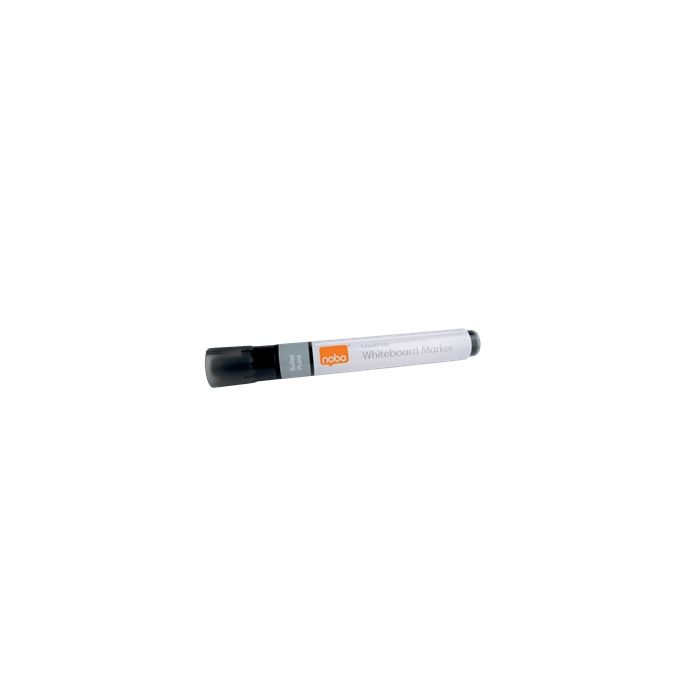 Nobo Caja de 10 Rotuladores para Pizarra Blanca - Punta Redonda 3mm - Tinta Liquida - Nivel de Tinta - Color Negro