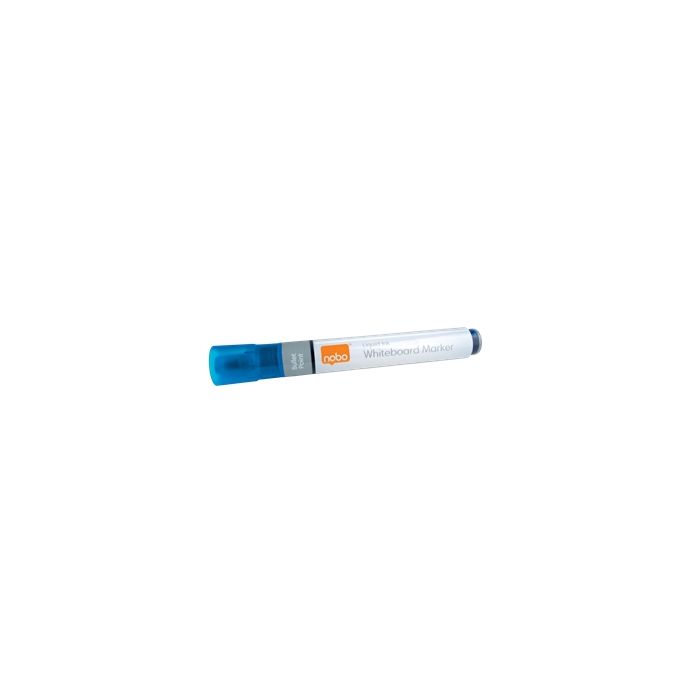 Nobo Caja de 10 Rotuladores para Pizarra Blanca - Punta Redonda 3mm - Tinta Liquida - Nivel de Tinta - Color Azul