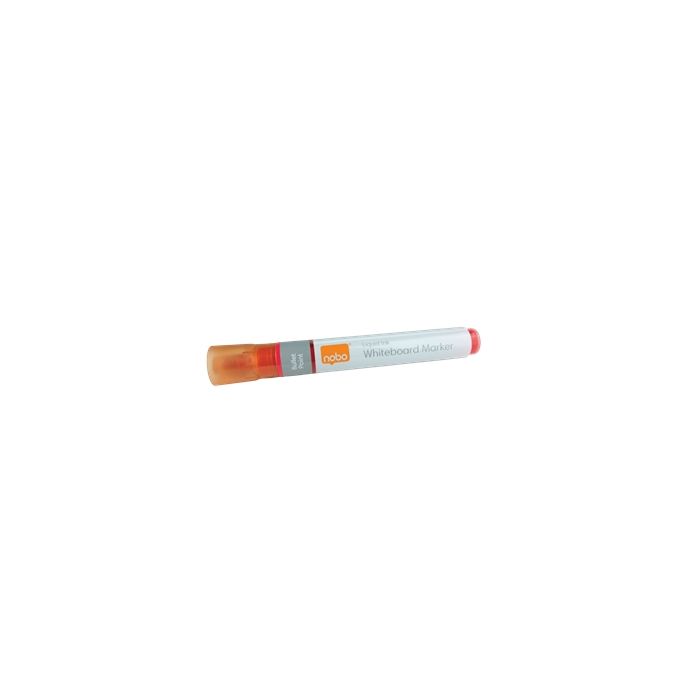 Nobo Caja de 10 Rotuladores para Pizarra Blanca - Punta Redonda 3mm - Tinta Liquida - Nivel de Tinta - Color Rojo