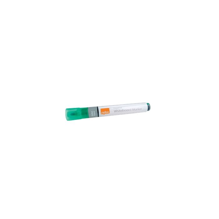 Nobo Caja de 10 Rotuladores para Pizarra Blanca - Punta Redonda 3mm - Tinta Liquida - Nivel de Tinta - Color Verde