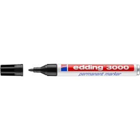 Edding 3000 Rotulador permanente - Punta redonda de 1.5mm - Trazo entre 1.5mm y 3.0mm - Recargable - Secado Instantaneo - Color Negro