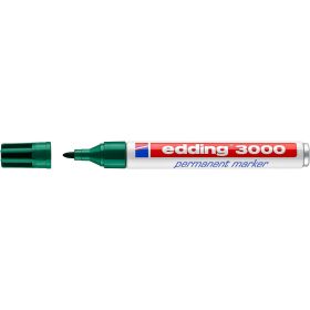 Edding 3000 Rotulador permanente - Punta redonda de 1.5mm - Trazo entre 1.5mm y 3.0mm - Recargable - Secado Instantaneo - Color Verde
