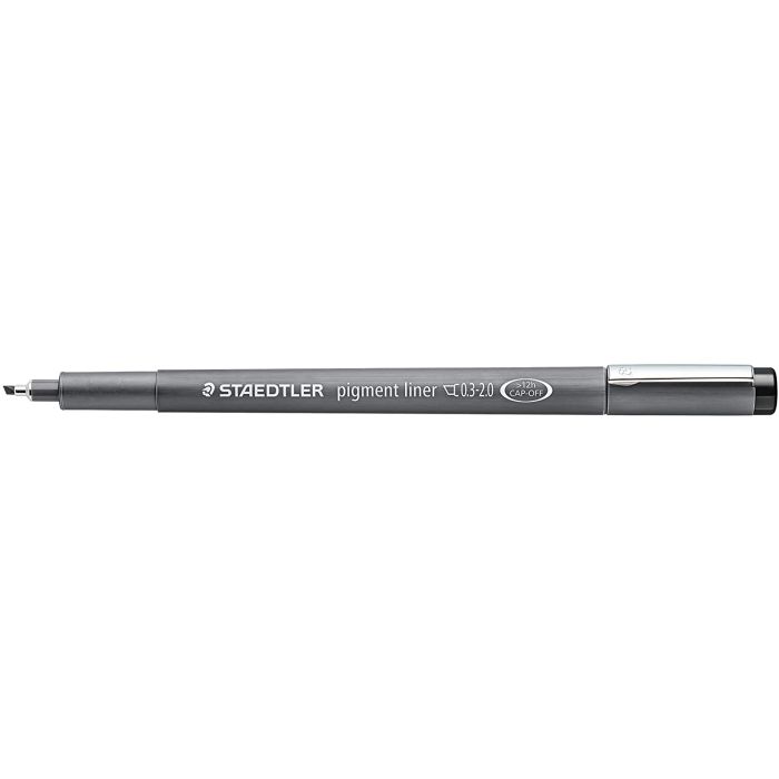 Staedtler Pigment Liner 308 Rotulador Calibrado - Trazo 0.3 - 2mm - Secado Rapido - Color Negro