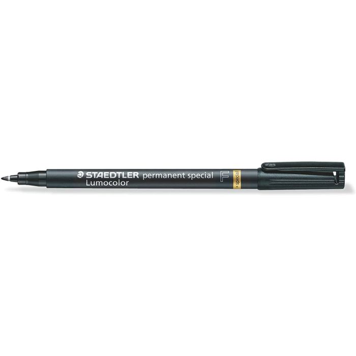 Staedtler Lumocolor Permanent 319 Rotulador Permanente de Punta Fina - Trazo 0.6mm - Para Aplicaciones Especiales - Secado Rapido - Color Negro