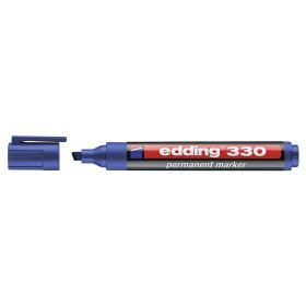 Edding 330 Rotulador Permanente - Punta Biselada - Trazo entre 1 y 5 mm. - Tinta casi Inodora - Capuchon con Clip - Secado Rapido - Color Azul