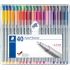 Staedtler Triplus Fineliner 334 Pack de 40 Rotuladores de Punta Fina - Trazo 0.3 mm Aprox - Tinta Base de Agua - Colores Surtidos