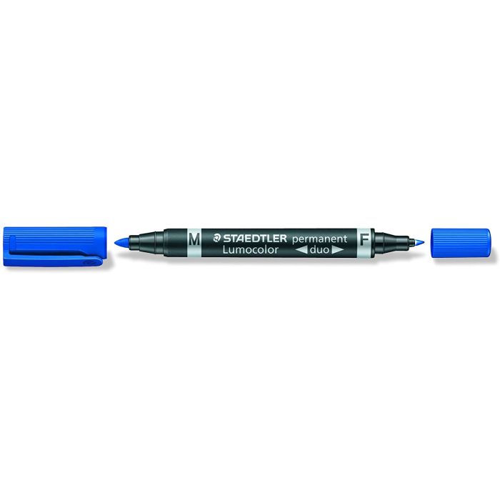 Staedtler Lumocolor 348 Rotulador Permanente de Doble Punta - Secado Rapido - Color Azul