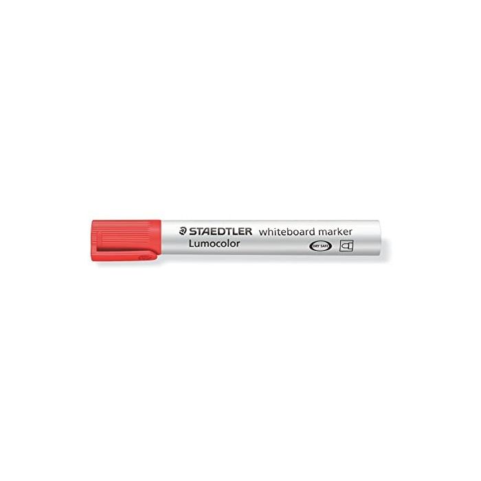Staedtler Lumocolor 351 Rotulador para Pizarra - Punta Redonda - Trazo 2mm - Capuchon con Clip - Color Rojo