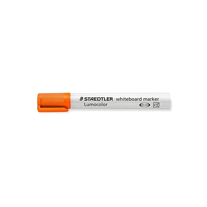 Staedtler Lumocolor 351 Rotulador para Pizarra Blanca - Punta Redonda - Trazo 2mm - Capuchon con Clip - Color Naranja