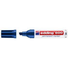 Edding 500 Rotulador Permanente - Punta Biselada - Trazo entre 2 y 7 mm. - Recargable - Secado Instantaneo - Color Azul