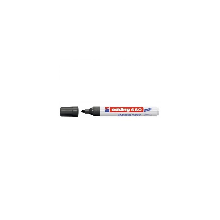 Edding 660 Rotulador para Pizarra Blanca - Punta Redonda - Trazo entre 1.5 y 3 mm. - Tinta Pigmentada - Recargable - Borrable en Seco - Color Negro