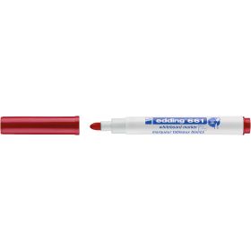 Edding 661 Rotulador para Pizarra Blanca - Punta Redonda - Trazo entre 1 y 2 mm. - Tinta Pigmentada - Borrable en Seco - Color Rojo