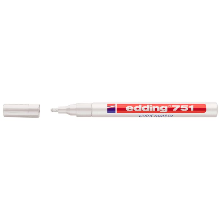Edding 751 Rotulador Permanente - Punta Redonda - Trazo entre 1 y 2 mm. - Tinta Opaca - Secado Rapido - Color Blanco