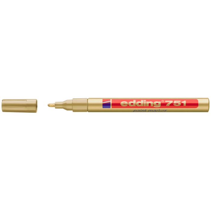 Edding 751 Rotulador Permanente - Punta Redonda - Trazo entre 1 y 2 mm. - Tinta Opaca - Secado Rapido - Color Oro