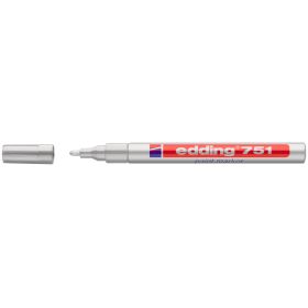 Edding 751 Rotulador Permanente - Punta Redonda - Trazo entre 1 y 2 mm. - Tinta Opaca - Secado Rapido - Color Plata