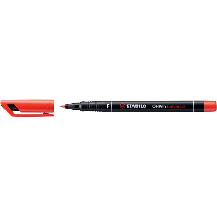 Stabilo OHPen Rotulador Permanente - Punta Fina - Trazo de 0.7mm - Agarre Antideslizante - Tapon Ventilado - Color Rojo