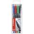 Stabilo OHPen Pack de 4 Rotuladores Permanentes - Punta Media - Trazo de 1mm - Agarre Antideslizante - Tapon Ventilado - Colores Surtidos