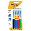 Bic Velleda Grip 4+1 Pack de 5 Rotuladores para Pizarra - Zona con Grip - Punta Media - Trazo de 1.2mm - Borrado Optimo - Colores Surtidos