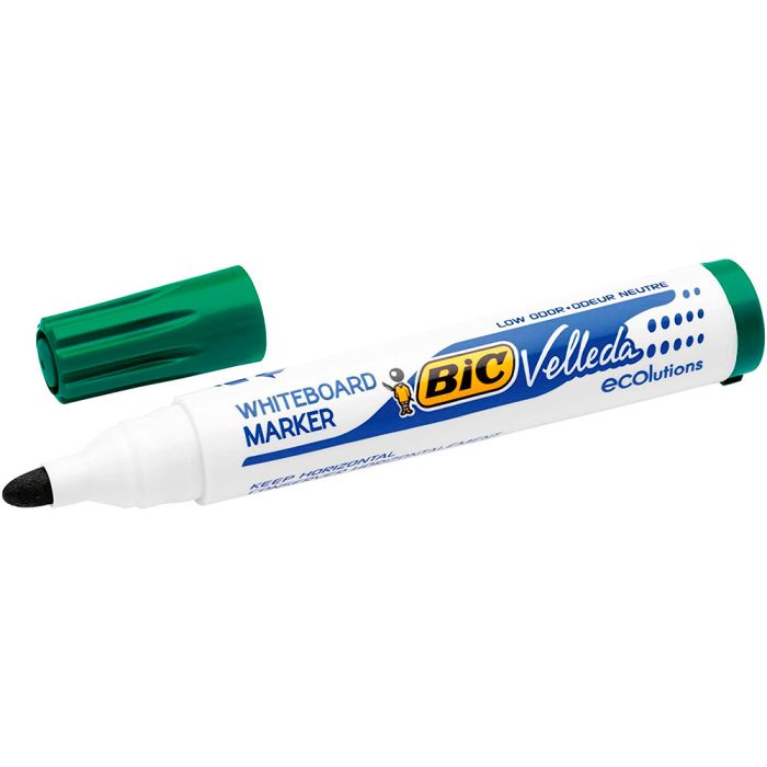 Bic Velleda 1701 ECOlutions Marcadores para Pizarra - Punta Redonda - Trazo de 1.5 mm - Tinta con Base de Alcohol - Ecologico - Borrado Optimo - Color Verde