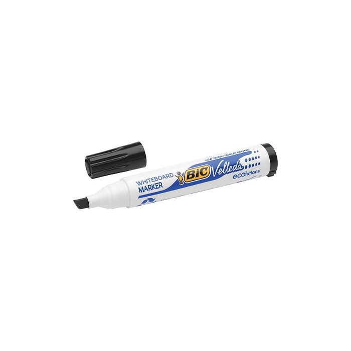 Bic Velleda 1751 ECOlutions Marcadores para Pizarra - Punta Biselada - Trazo entre 3mm y 5.5mm - Tinta con Base de Alcohol - Ecologico - Borrado Optimo - Color Negro