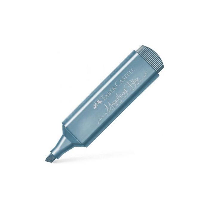 Faber-Castell Rotulador Marcador Fluorescente Textliner 46 - Punta Biselada - Trazo entre 1.2mm y 5mm - Tinta con Base de Agua - Color Azul Metalico