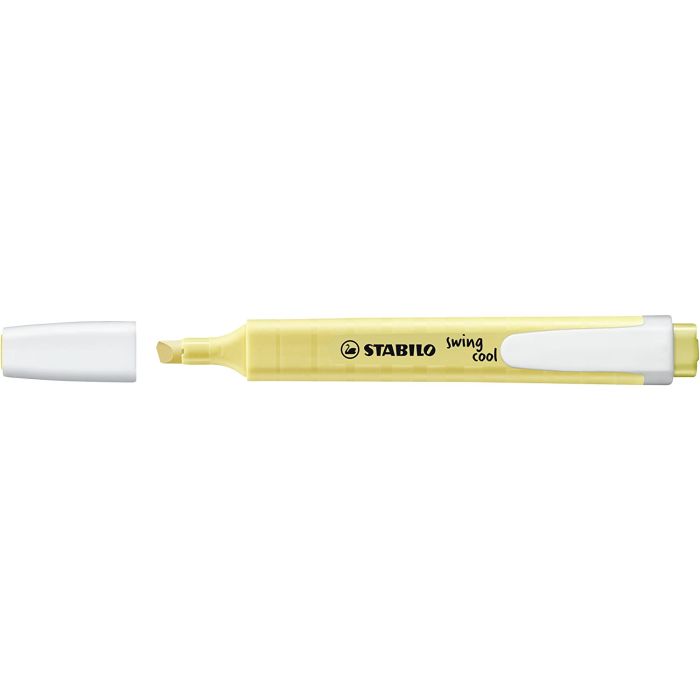 Stabilo Swing Cool Pastel Marcador Fluorescente - Cuerpo Plano - Punta Biselada - Trazo entre 1 y 4mm - Tinta con Base de Agua - Color Amarillo Cremoso