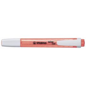 Stabilo Swing Cool Marcador Fluorescente - Cuerpo Plano - Punta Biselada - Trazo entre 1 y 4mm - Tinta con Base de Agua - Antisecado - Color Rojo
